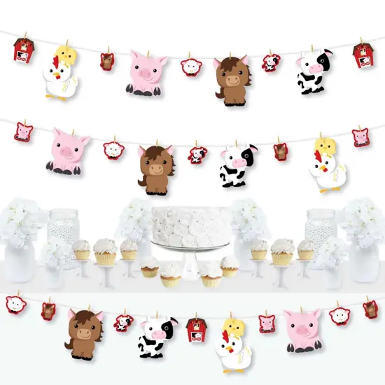 Big Dot of Happiness Farm Animals - Barnyard Baby Shower or Birthday Party DIY Decorations - Clothespin Garland Banner - 44 Pieces {1}
