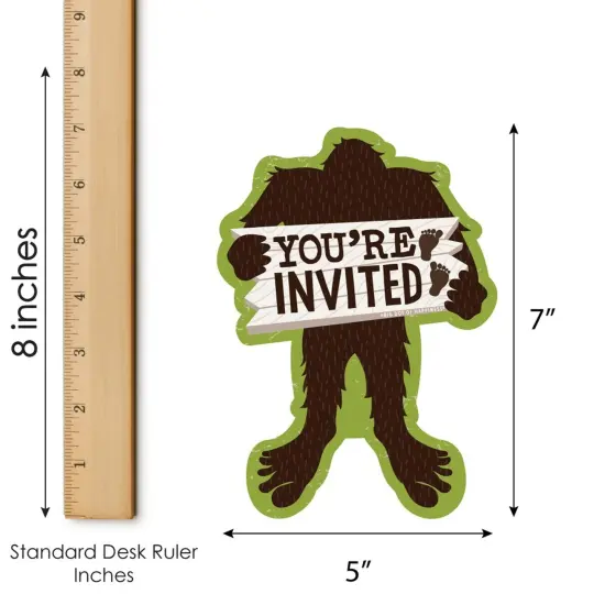 Big Dot of Happiness Sasquatch Crossing - Shaped Fill-In Invitations - Bigfoot Party or Birthday Party Invitation Cards with Envelopes - Set of 12 {7}