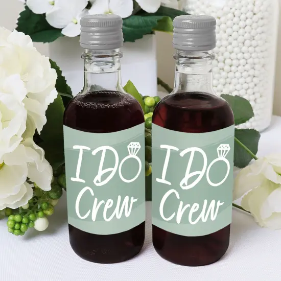Big Dot of Happiness Sage Green Elegantly Simple - Mini Wine & Champagne Bottle Label Stickers - Wedding or Bridal Shower Guest Party Favor Gift 16 Ct {6}