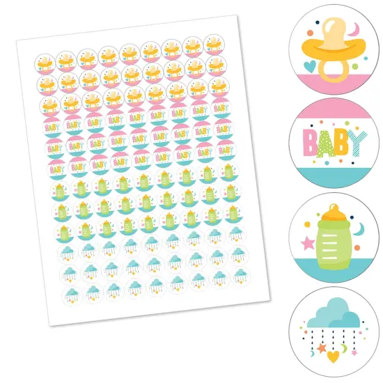 Big Dot of Happiness Colorful Baby Shower - Gender Neutral Party Round Candy Sticker Favors - Labels Fits Chocolate Candy (1 sheet of 108) {3}