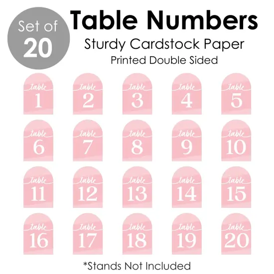 Big Dot of Happiness Pink Elegantly Simple - Wedding Receptions, Parties or Events Double-Sided 5 x 7 inches Cards - Table Numbers - 1-20 {7}
