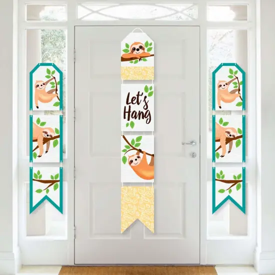 Big Dot of Happiness Let's Hang - Sloth - Hanging Vertical Paper Door Banners - Baby Shower or Birthday Party Wall Decoration Kit - Indoor Door Decor {1}