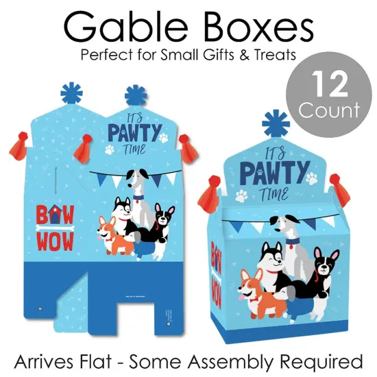 Big Dot of Happiness Pawty Like a Puppy - Treat Box Party Favors - Dog Baby Shower or Birthday Party Goodie Gable Boxes - Set of 12 {7}