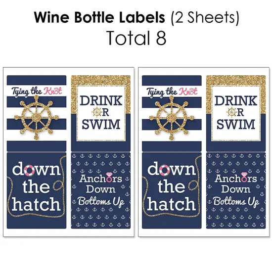 Big Dot of Happiness Last Sail Before the Veil - Nautical Bachelorette and Bridal Shower Decor - Beverage Bar Kit - 34 Pieces {6}