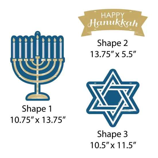 Big Dot of Happiness Happy Hanukkah - Hanging Porch Chanukah Holiday Party Outdoor Decorations - Front Door Decor - 3 Piece Sign {7}