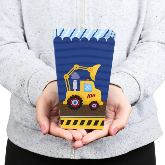 Big Dot of Happiness Construction Truck - Baby Shower or Birthday Party Favor Popcorn Treat Boxes - Set of 12 {6}