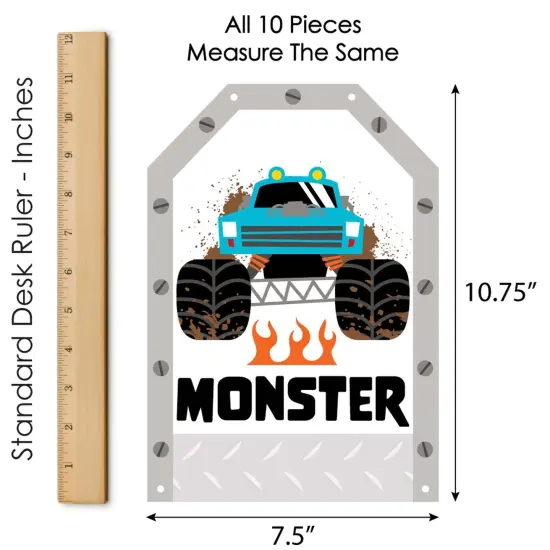 Big Dot of Happiness Smash and Crash - Monster Truck - Hanging Vertical Paper Door Banners - Boy Birthday Party Wall Decor Kit- Indoor Door Decor {7}