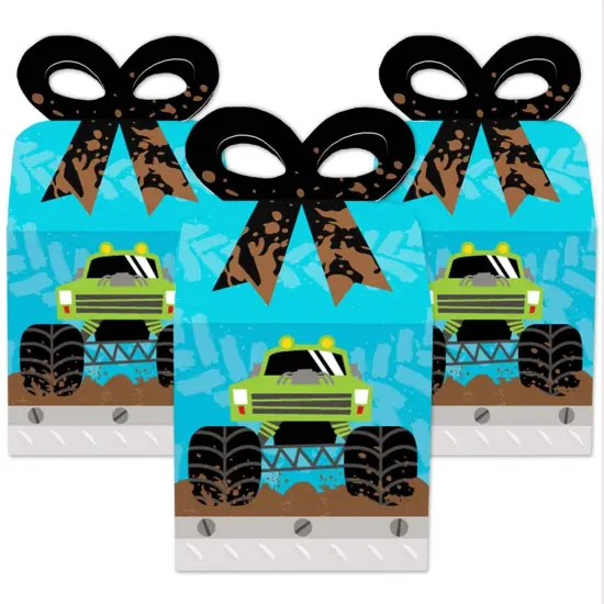 Big Dot of Happiness Smash and Crash - Monster Truck - Square Favor Gift Boxes - Boy Birthday Party Bow Boxes - Set of 12 {3}