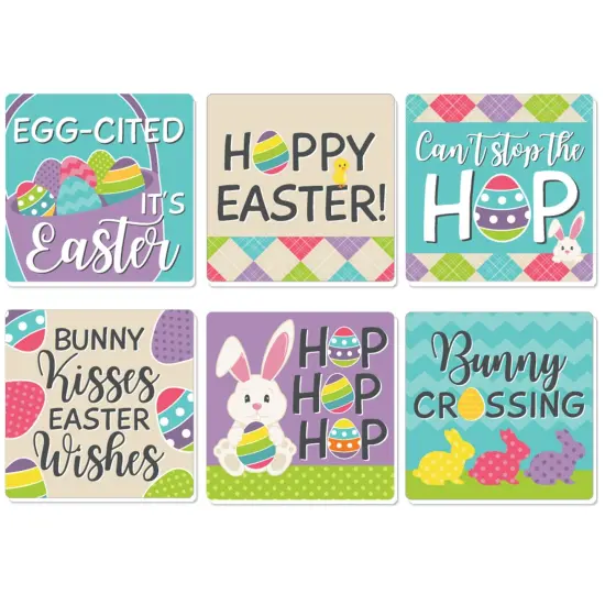 Big Dot of Happiness Hippity Hoppity - Funny Easter Bunny Party Decorations - Drink Coasters - Set of 6 {1}