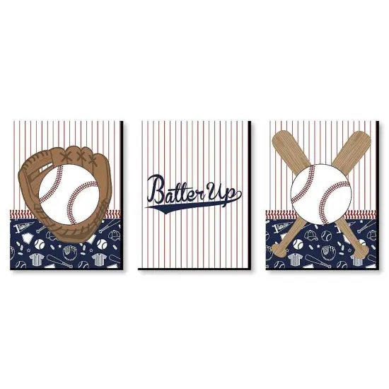 Big Dot of Happiness Batter Up - Baseball - Sports Themed Nursery Wall Art, Kids Room Decor & Game Room Home Decor - 7.5 x 10 inches - Set of 3 Prints {1}