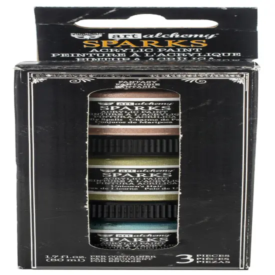 Finnabair Art Alchemy Sparks Acrylic Paint Set 3/Pkg-Fantasy, 1.7 Fl Oz Each {1}