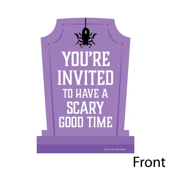Big Dot of Happiness Cute and Colorful Tombstones - Shaped Fill-In Invitations - Kids Halloween Party Invitation Cards with Envelopes - Set of 12 {4}