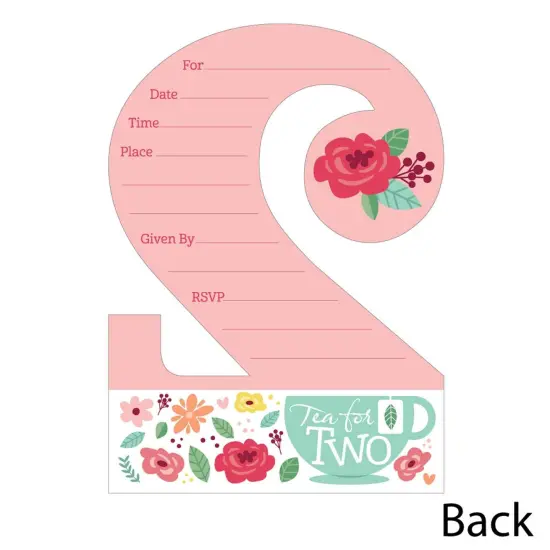 Big Dot of Happiness 2nd Birthday Tea for Two - Shaped Fill-in Invitations - Garden Second Birthday Party Invitation Cards with Envelopes - Set of 12 {6}
