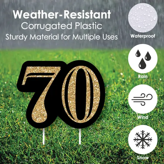 Big Dot of Happiness Adult 70th Birthday - Gold - Yard Sign and Outdoor Lawn Decorations - Happy Birthday Party Yard Signs - Set of 8 {4}