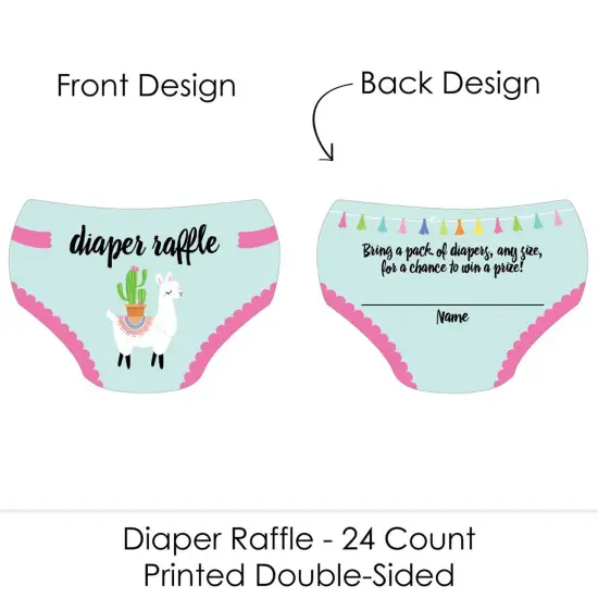 Big Dot of Happiness Whole Llama Fun - Diaper Shaped Raffle Ticket Inserts - Llama Fiesta Baby Shower Activities - Diaper Raffle Game - Set of 24 {3}