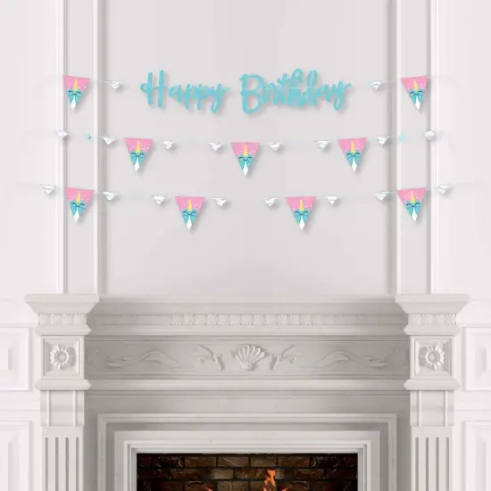 Big Dot of Happiness Narwhal Girl - Under The Sea Birthday Party Letter Banner Decoration - 36 Banner Cutouts and Happy Birthday Banner Letters {4}