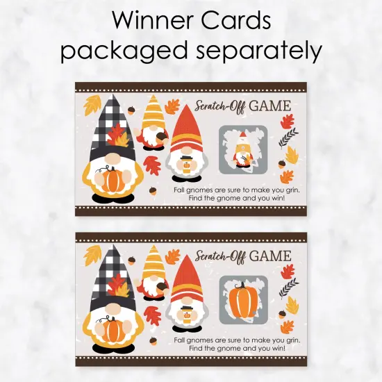Big Dot of Happiness Fall Gnomes - Autumn Harvest Party Game Scratch Off Cards - 22 Count {4}