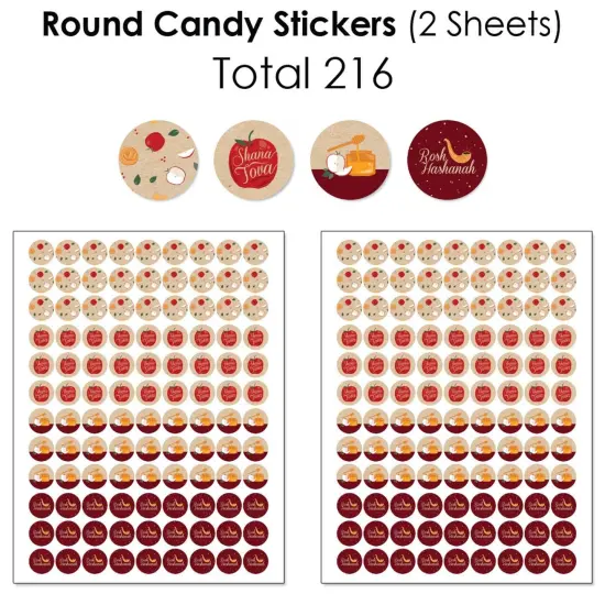 Big Dot of Happiness Rosh Hashanah - Mini Candy Bar Wrappers, Round Candy Stickers and Circle Stickers - New Year Candy Favor Sticker Kit - 304 Pieces {6}