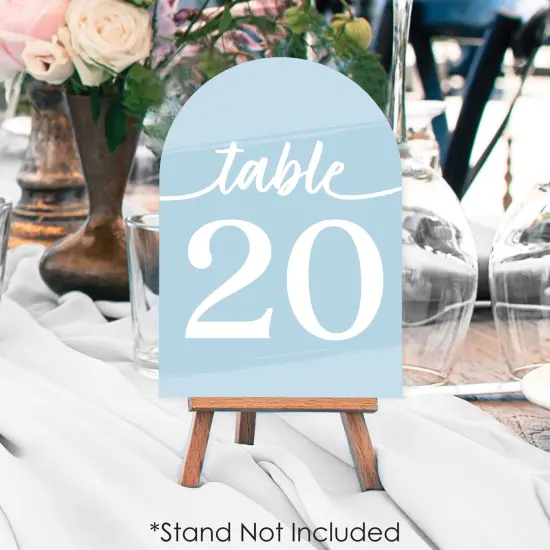 Big Dot of Happiness Dusty Blue Elegantly Simple - Wedding Receptions, Parties or Events Double-Sided 5 x 7 inches Cards - Table Numbers - 1-20 {4}