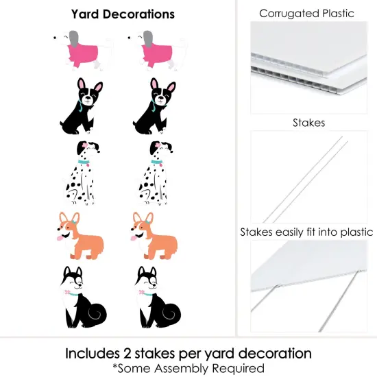 Big Dot of Happiness Pawty Like a Puppy Girl - Lawn Decorations - Outdoor Pink Dog Baby Shower or Birthday Party Yard Decorations - 10 Piece {7}