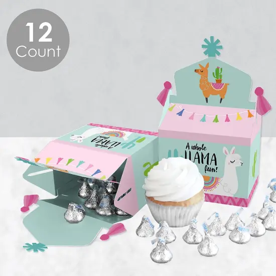 Big Dot of Happiness Whole Llama Fun - Treat Box Party Favors - Llama Fiesta Baby Shower or Birthday Party Goodie Gable Boxes - Set of 12 {4}