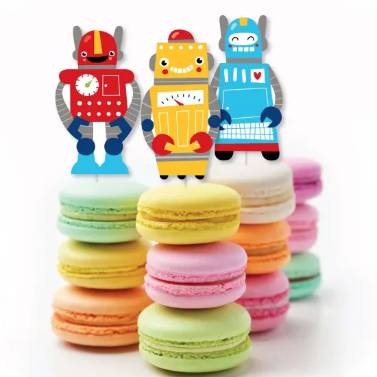 Big Dot of Happiness Gear Up Robots - DIY Shaped Birthday Party or Baby Shower Cut-Outs - 24 Count {4}