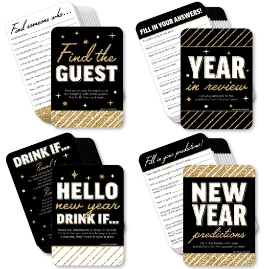 Big Dot of Happiness Hello New Year - 4 NYE Party Games - 10 Cards Each - Gamerific Bundle {1}