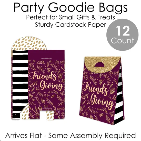 Big Dot of Happiness Elegant Thankful for Friends - Friendsgiving Thanksgiving Gift Favor Bags - Party Goodie Boxes - Set of 12 {7}