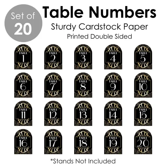 Big Dot of Happiness Roaring 20&rsquo;s - 1920s Art Deco Jazz Party Double-Sided 5 x 7 inches Cards - Table Numbers - 1-20 {7}