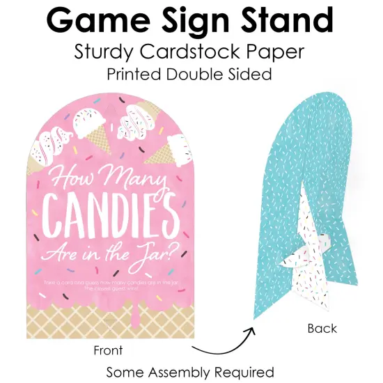 Big Dot of Happiness Scoop Up The Fun - Ice Cream - How Many Candies Sprinkles Party Game - 1 Stand and 40 Cards - Candy Guessing Game {6}