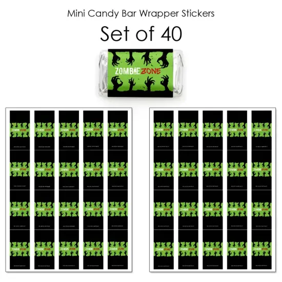 Big Dot of Happiness Zombie Zone - Mini Candy Bar Wrapper Stickers - Halloween or Birthday Zombie Crawl Party Small Favors - 40 Count {4}