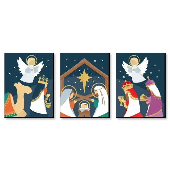 Big Dot of Happiness Holy Nativity - Religious Nursery Wall Art and Manger Scene Christmas Room Decor - 7.5 x 10 inches - Set of 3 Prints {1}