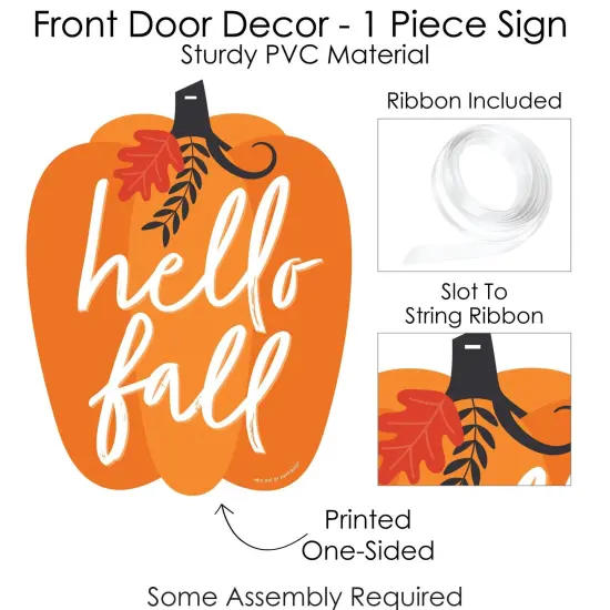 Big Dot of Happiness Fall Pumpkin - Hanging Porch Halloween or Thanksgiving Party Outdoor Decorations - Front Door Decor - 1 Piece Sign {6}