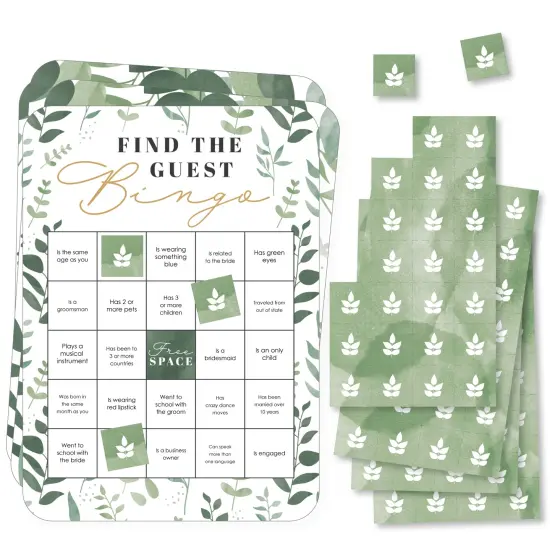 Big Dot of Happiness Boho Botanical Bride - Find the Guest Bingo Cards and Markers - Greenery Bridal Shower and Wedding Party Bingo Game - Set of 18 {1}