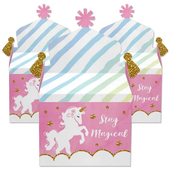 Big Dot of Happiness Rainbow Unicorn - Treat Box Party Favors - Magical Unicorn Baby Shower or Birthday Party Goodie Gable Boxes - Set of 12 {3}