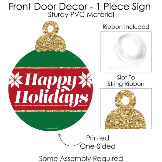 Big Dot of Happiness Ornaments - Hanging Porch Holiday and Christmas Party Outdoor Decorations - Front Door Decor - 1 Piece Sign {6}