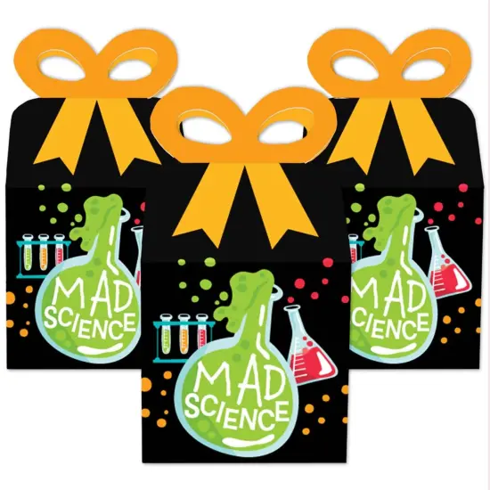 Big Dot of Happiness Scientist Lab - Square Favor Gift Boxes - Baby Shower or Birthday Party Bow Boxes - Set of 12 {3}
