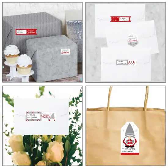 Big Dot of Happiness Christmas Gnomes - Assorted Holiday Party Gift Tag Labels - To and From Stickers - 12 Sheets - 120 Stickers {7}