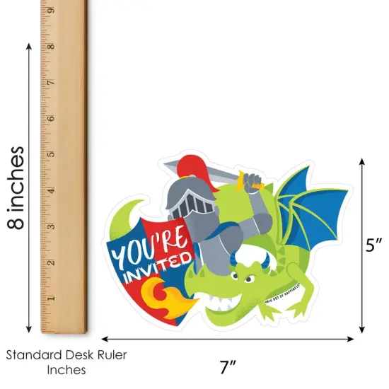 Big Dot of Happiness Calling All Knights and Dragons - Shaped Fill-In Invites - Medieval Birthday Party Invitation Cards with Envelopes - Set of 12 {7}