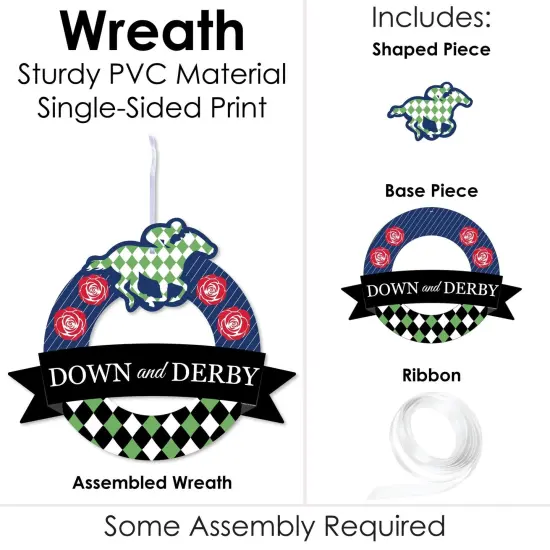 Big Dot of Happiness Kentucky Horse Derby - Outdoor Horse Race Party Decor - Front Door Wreath {4}