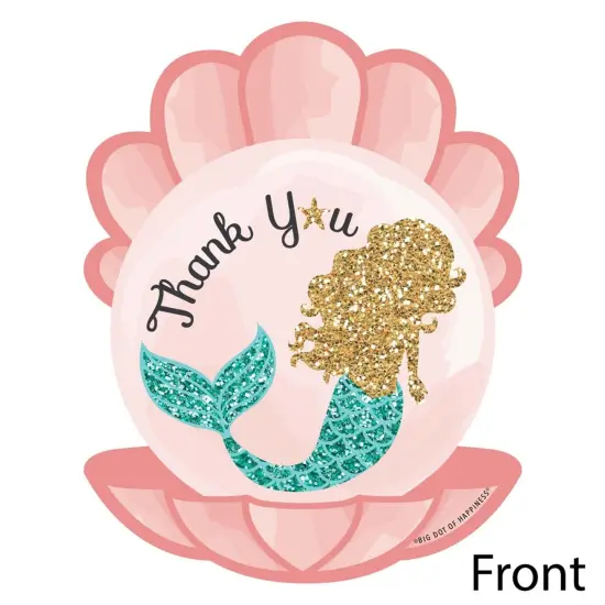 Big Dot of Happiness Let's Be Mermaids - Shaped Thank You Cards - Baby Shower or Birthday Party Thank You Note Cards with Envelopes - Set of 12 {4}
