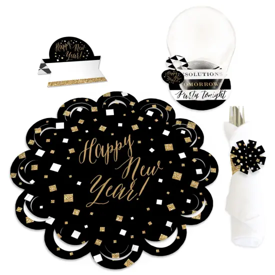 Big Dot of Happiness New Year&rsquo;s Eve - Gold - New Years Eve Party Paper Charger and Table Decorations - Chargerific Kit - Place Setting for 8 {1}