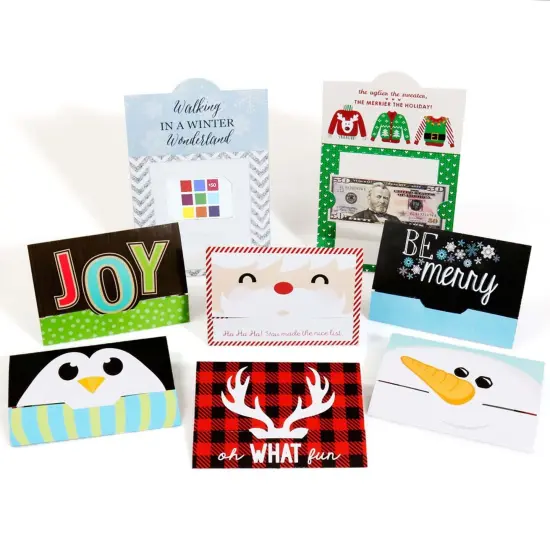 Big Dot of Happiness Assorted Holiday Cards - Christmas Money and Gift Card Holders - Set of 8 {1}