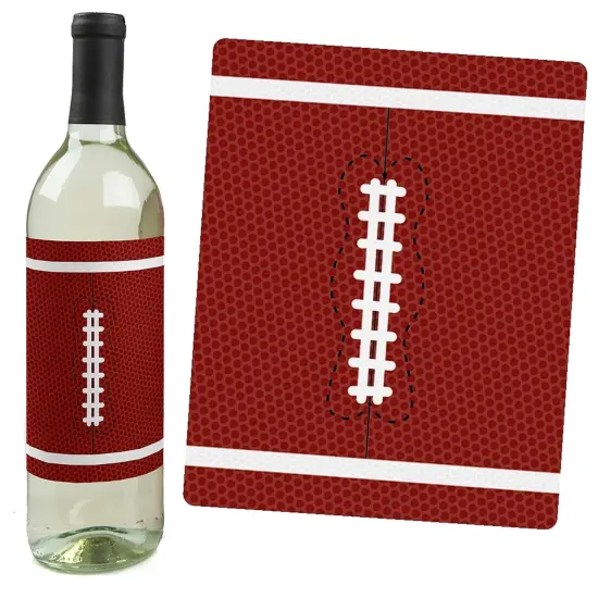 Big Dot of Happiness End Zone - Football - Baby Shower or Birthday Party Decorations for Women and Men - Wine Bottle Label Stickers - Set of 4 {6}