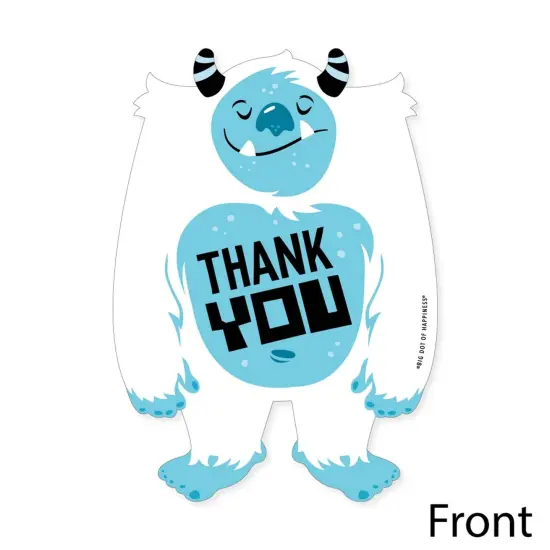 Big Dot of Happiness Yeti to Party - Shaped Thank You Cards - Abominable Snowman Party or Birthday Party Thank You Cards with Envelopes - Set of 12 {4}