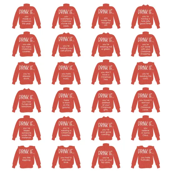 Big Dot of Happiness Drink If Game - Colorful Christmas Sweaters - Ugly Sweater Holiday Party Game - 24 Count {4}