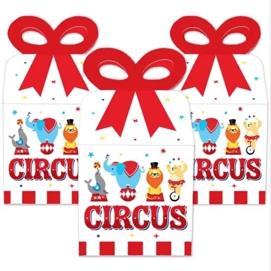 Big Dot of Happiness Carnival - Step Right Up Circus - Square Favor Gift Boxes - Carnival Themed Party Bow Boxes - Set of 12 {3}