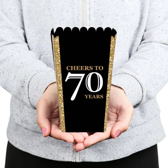 Big Dot of Happiness Adult 70th Birthday - Gold - Birthday Party Favor Popcorn Treat Boxes - Set of 12 {6}