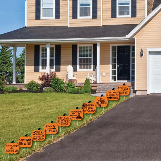 Big Dot of Happiness Funny Trick or Treat? - Pumpkin Lawn Decoration Signs - Outdoor Halloween Yard Decorations - 10 Piece {4}