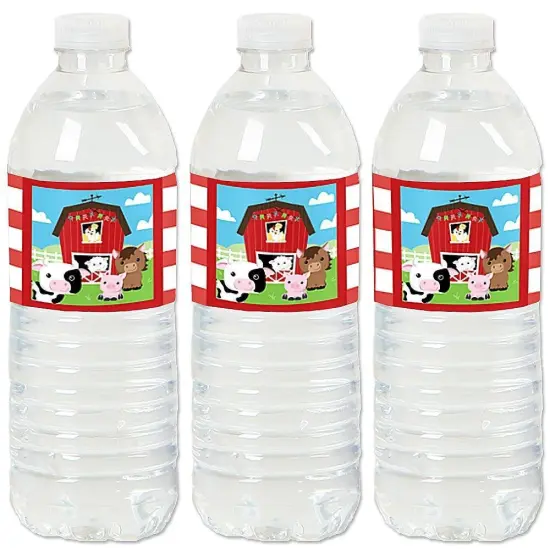 Big Dot of Happiness Farm Animals - Barnyard Baby Shower or Birthday Party Water Bottle Sticker Labels - Set of 20 {1}